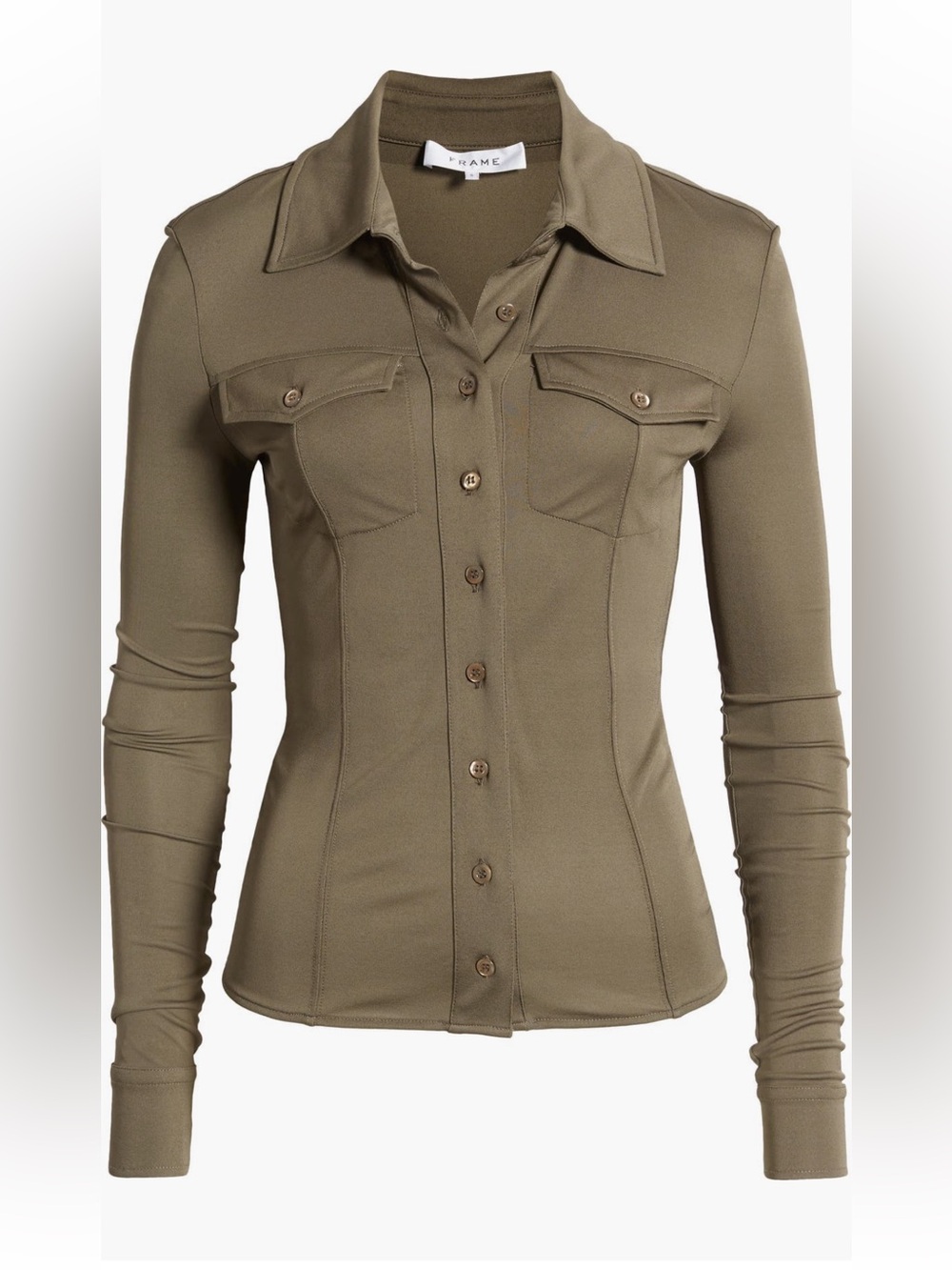 FRAME Brown Taupe Button Down Shirt